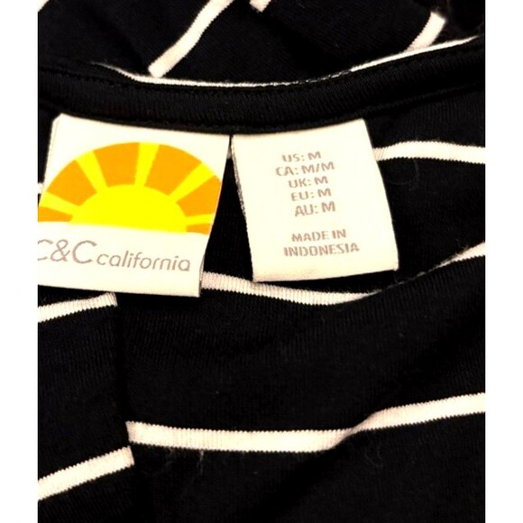 C&C California Maxi Dress Womens M Black White Nautical Striped Beach Coastal - Picture 5 of 9